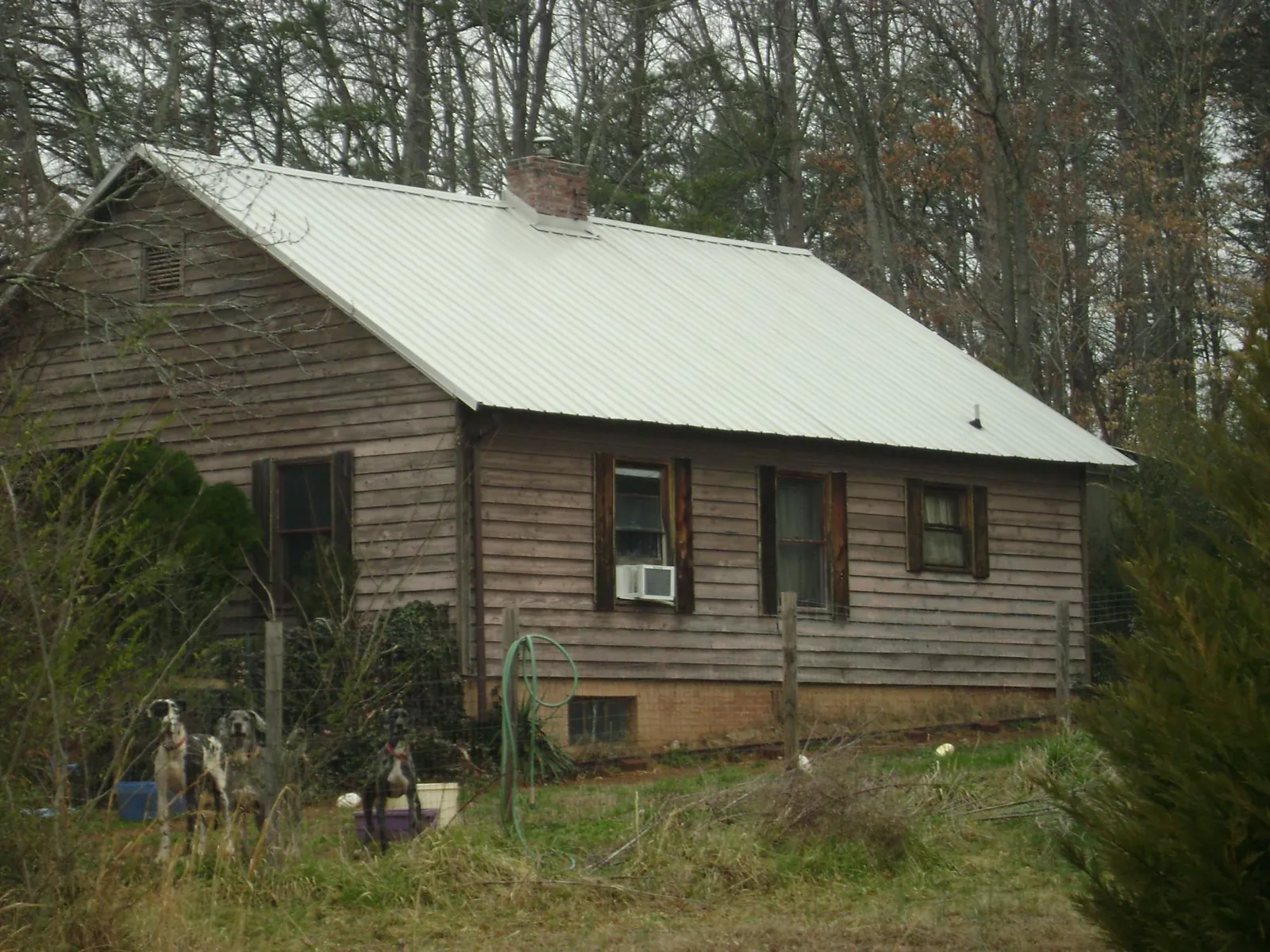 White metal roof on an old wood sided farmhouse, from a Asphalt Shingle Roof Repair job in Cambria Heights